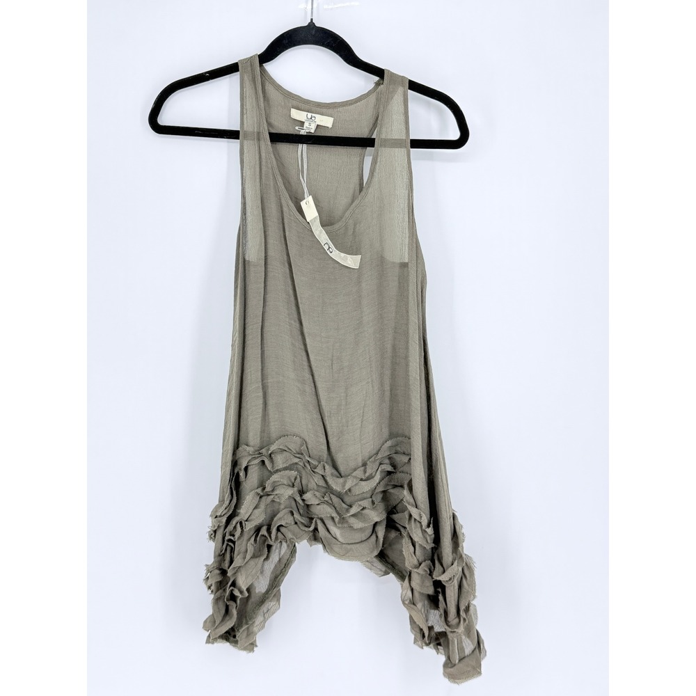 New Fairy Grunge Cottage Boho Tank Top Ethereal Dainty Ruffle Hem Long Size S